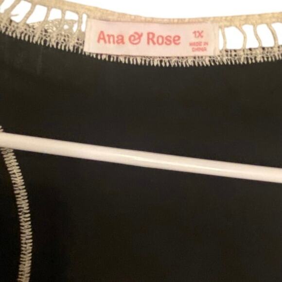 Ana & Rose Black Beige Embroidered Boho Kimono Cardigan 1X Festival Layer - Picture 4 of 4